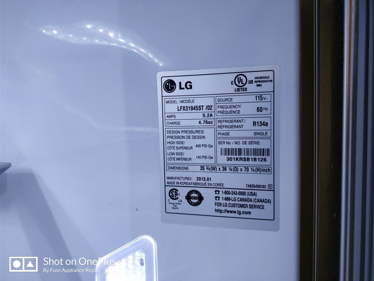 LG LFX31945ST/ 02 Refrigerator ER FF error - bad evaporator fan motor - LG Repair San Jose, CA