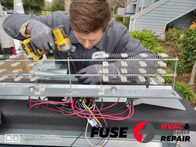 Customer's heat pump didn't work very well and has to be recharge with refrigerant every year. Leak was on condenser coil. So we replaced condenser unit and evaporator unit fan coil on ceiling. 