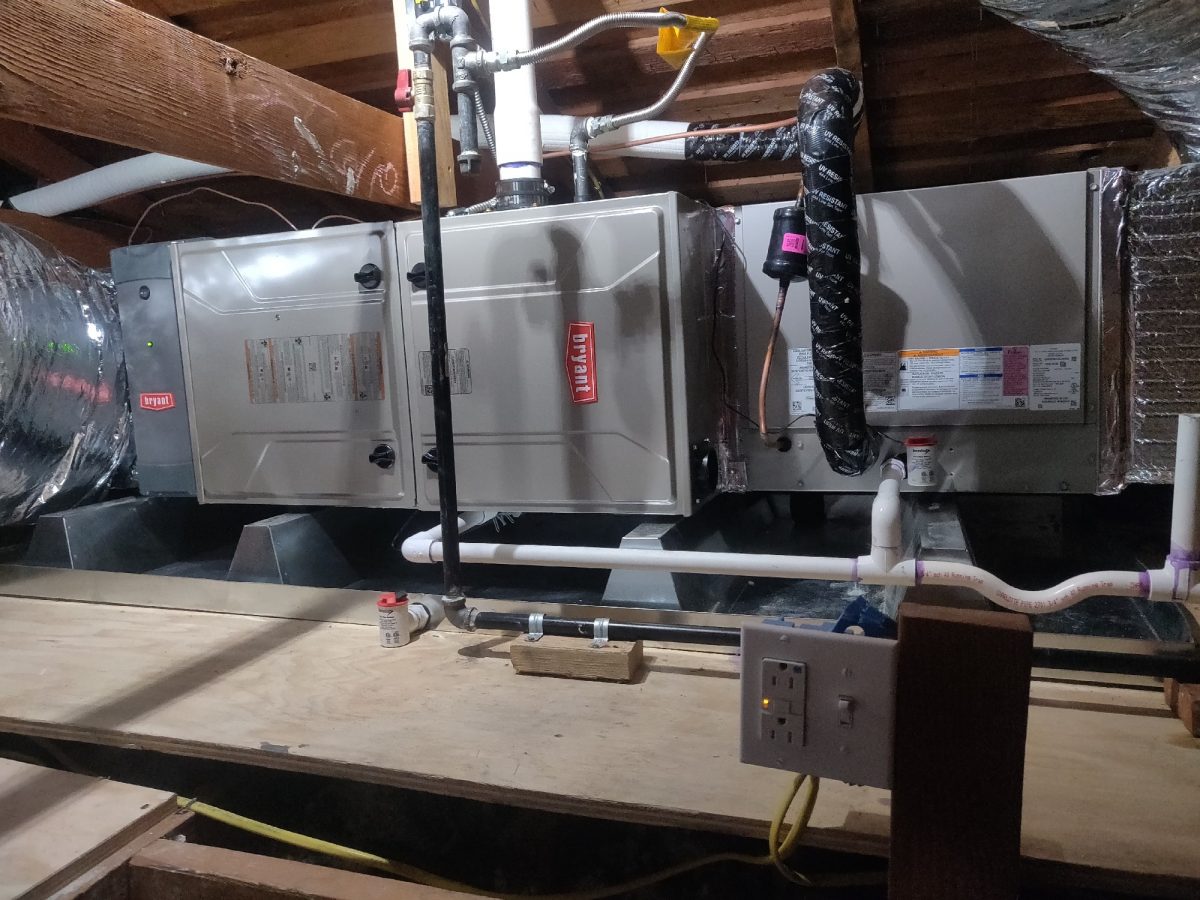HVAC system installation San Jose, California. Before and after.