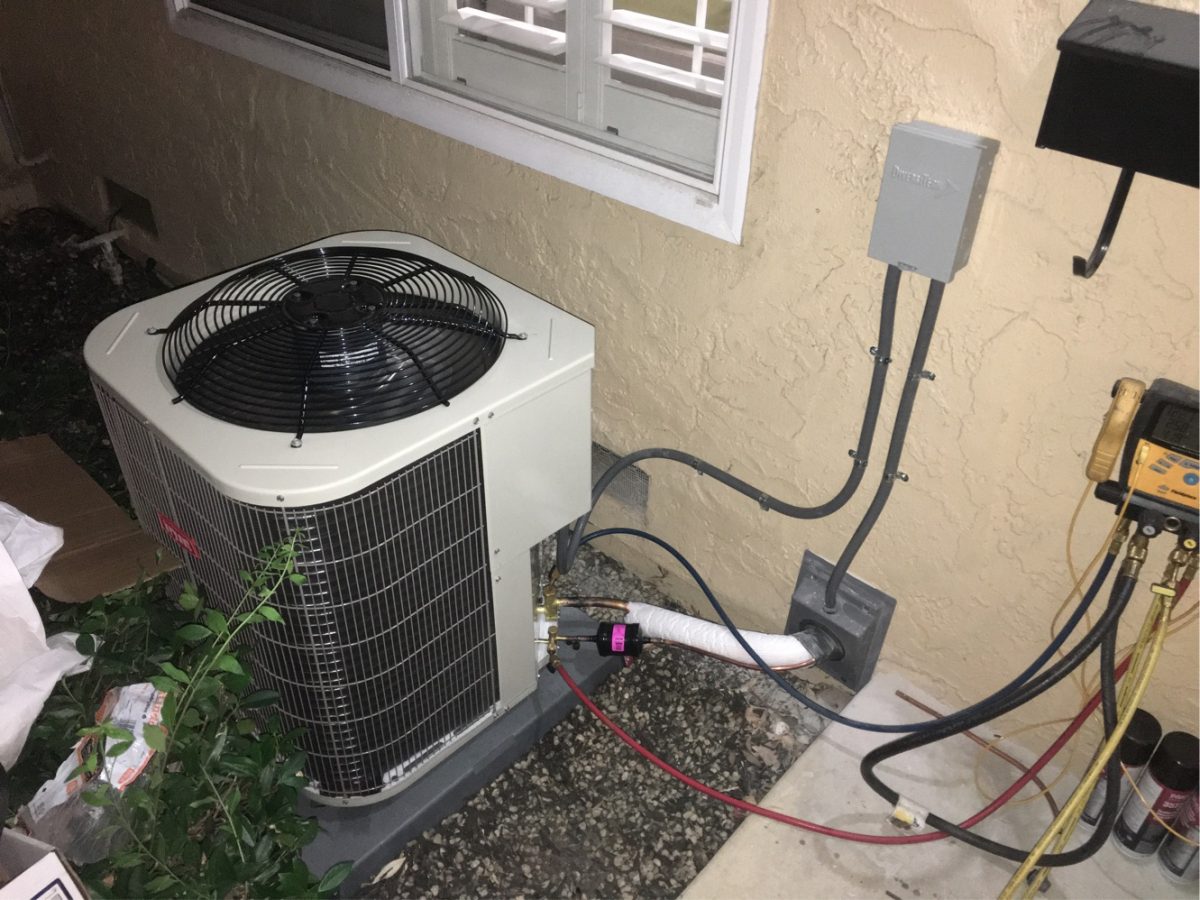 AC system installation Palo Alto, California. Before and after.