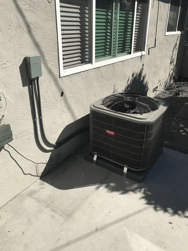 Heat pump system installation in Fremont, California.