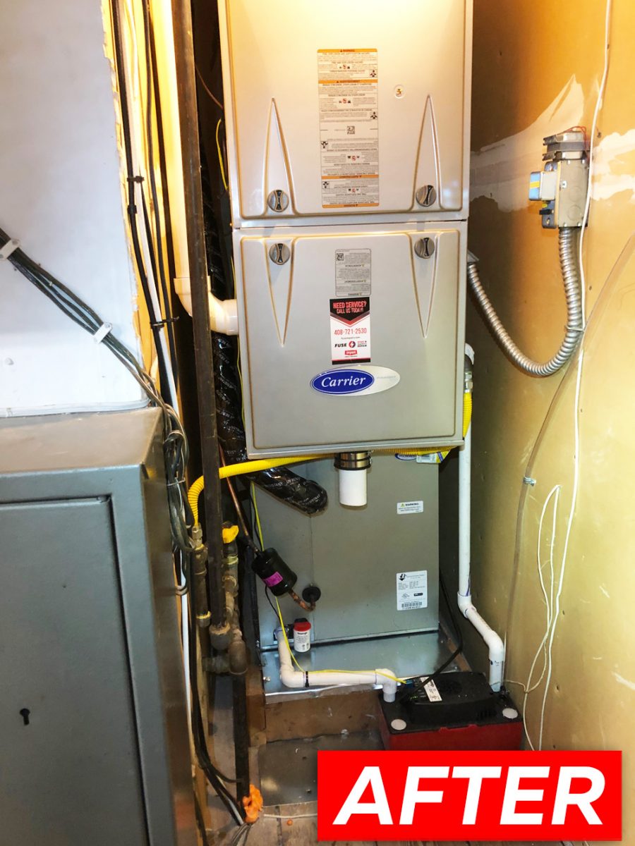 HVAC system installation with Carrier 59TP6A080E1716 furnace in San Jose, California