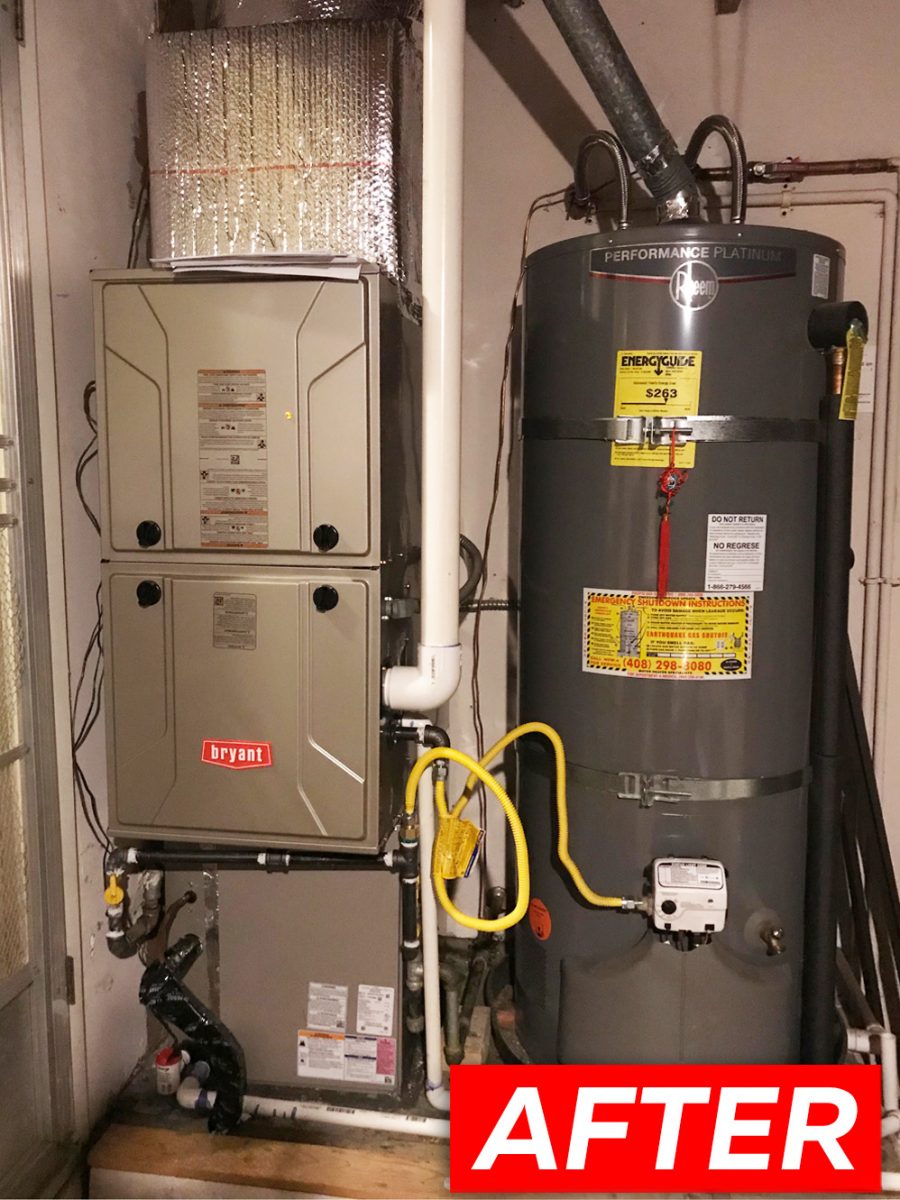 HVAC system installation with Bryant 915SB48080E17 furnace in San Jose, California