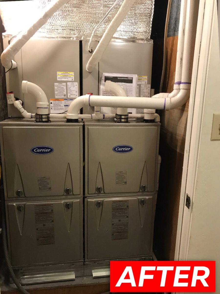 HVAC System replacement with 2 furnaces 801SA36070E17 in San Jose, California.