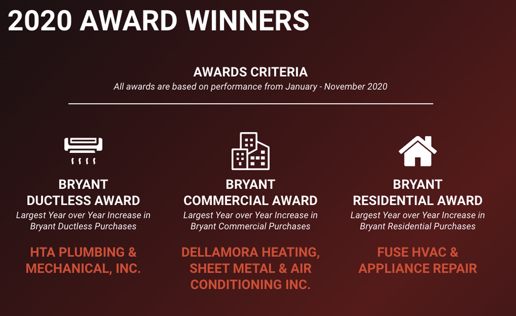 Fuse HVAC, Refrigeration, Electrical & Plumbing received an Bryant Residential Award.